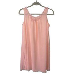 Lorraine Vintage Womens Night Gown Size Small Peach Pink Nylon Lace Trim